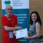 Svetlana Farberov receiving her prize from Dr Franchesca Houghton, Chair of SRF Programme Committee.