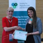 Agnes receiving her prize from Dr Franchesca Houghton, Chair of SRF Programme Committee