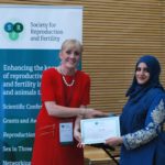 Sairah receiving her prize from Dr Franchesca Houghton, Chair of SRF Programme Committee